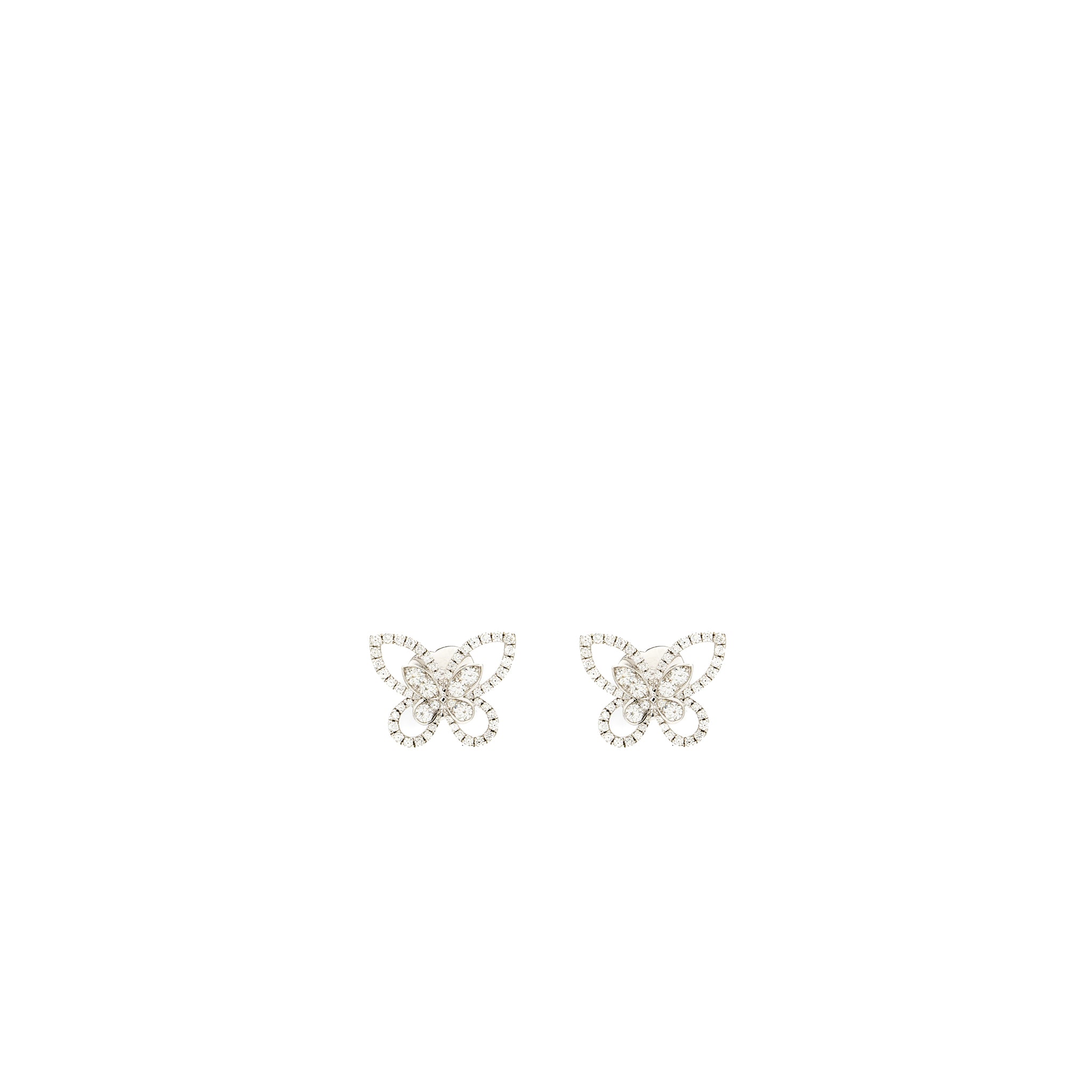 Graff Butterfly Silhouette Diamond Mini Stud Earrings White Gold