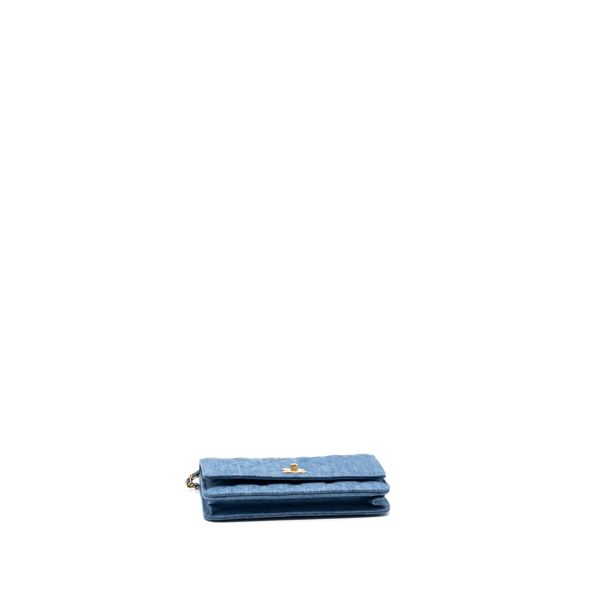 Chanel 22C Pearl Crush wallet on chain Denim blue GHW(microchip) - Image 6