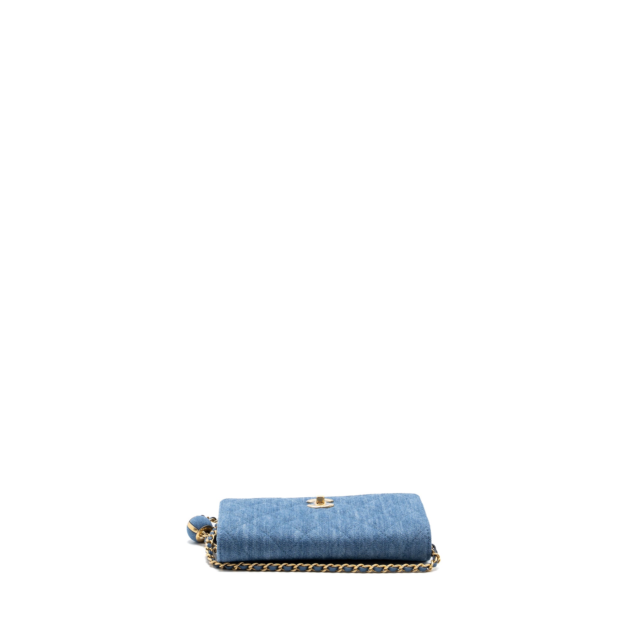 Chanel 22C Pearl Crush wallet on chain Denim blue GHW(microchip) - Image 5