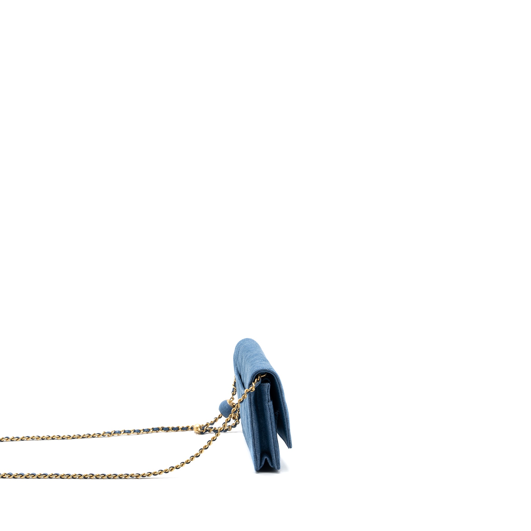 Chanel 22C Pearl Crush wallet on chain Denim blue GHW(microchip) - Image 2
