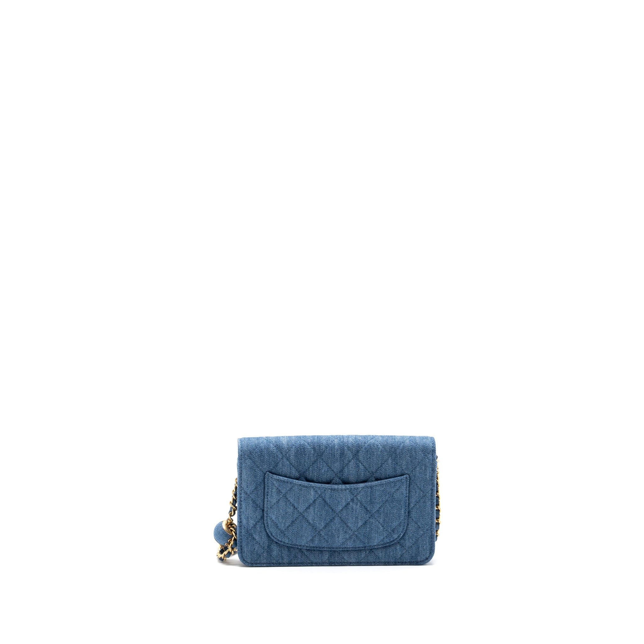 Chanel 22C Pearl Crush wallet on chain Denim blue GHW(microchip) - Image 4