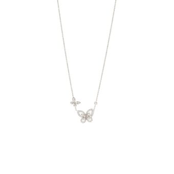 Graff Double Butterfly Silhouette Pendant white gold diamonds