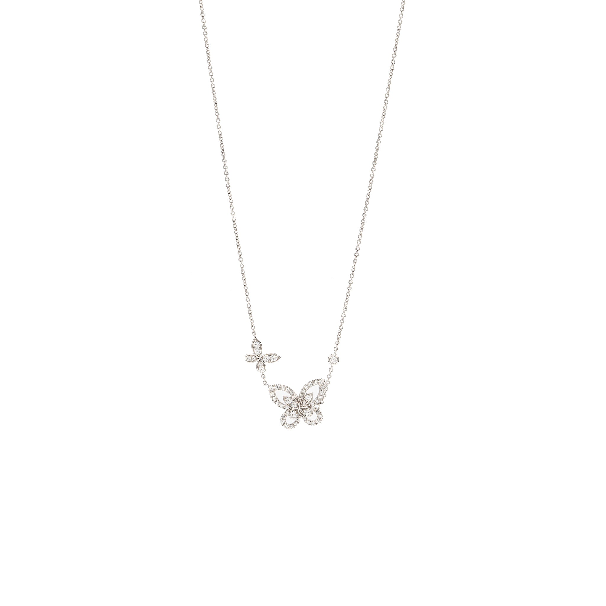 Graff Double Butterfly Silhouette Pendant white gold diamonds
