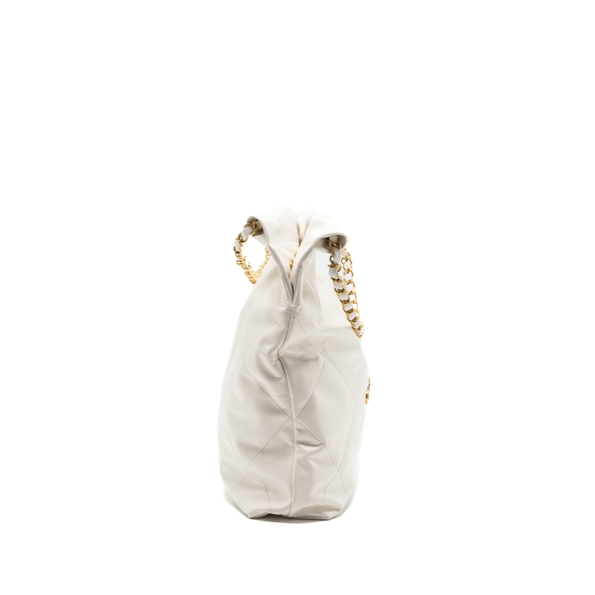 Chanel medium 22 bag calfskin white GHW (microchip) - Image 3