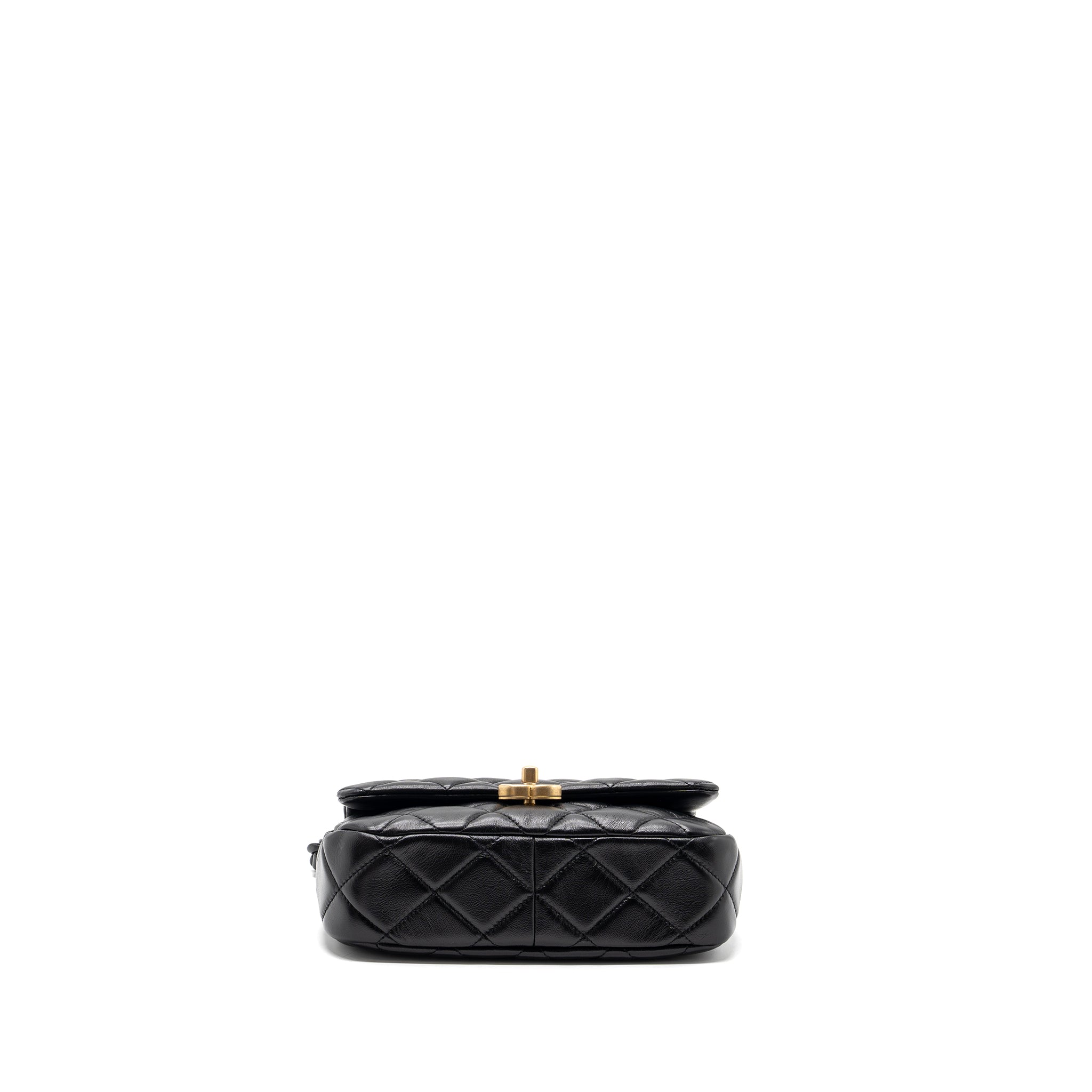 Chanel Quilted Flap Bag Giant Chain Lambskin Black Gold And Black Hardware (microchip) - Image 6