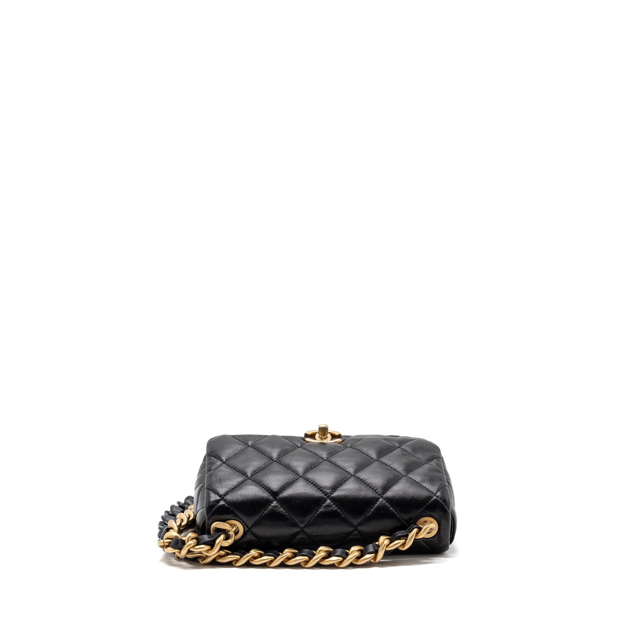 Chanel Quilted Flap Bag Giant Chain Lambskin Black Gold And Black Hardware (microchip) - Image 5