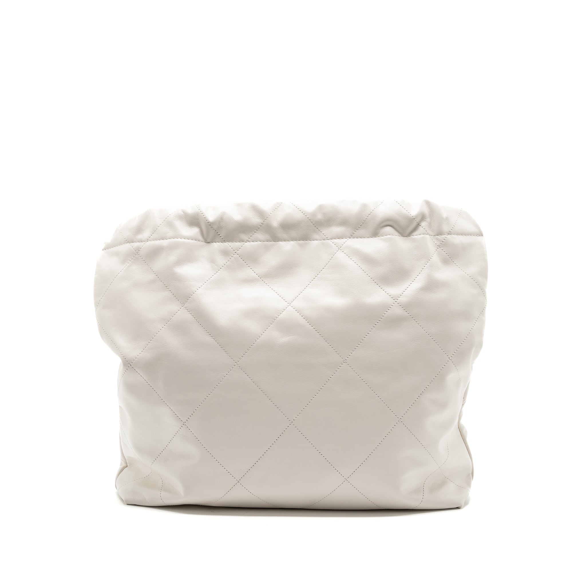 Chanel medium 22 bag calfskin white GHW (microchip) - Image 2