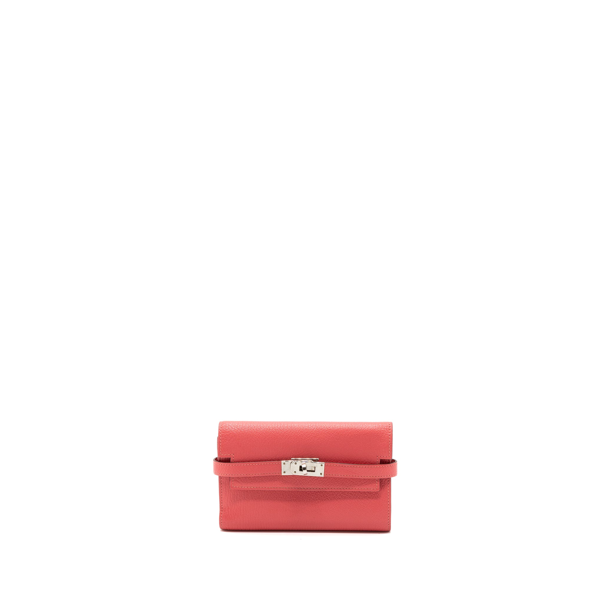Hermes kelly compact wallet chevre mysore rose azalee SHW stamp C