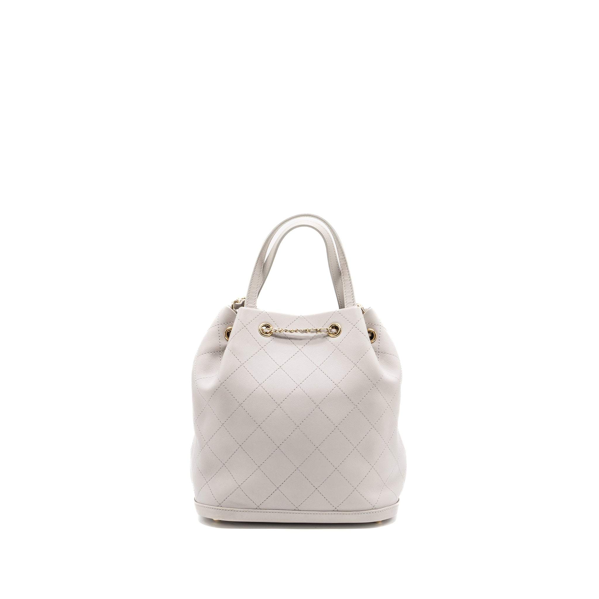 Chanel quilted bucket bag lambskin grey LGHW - Image 2