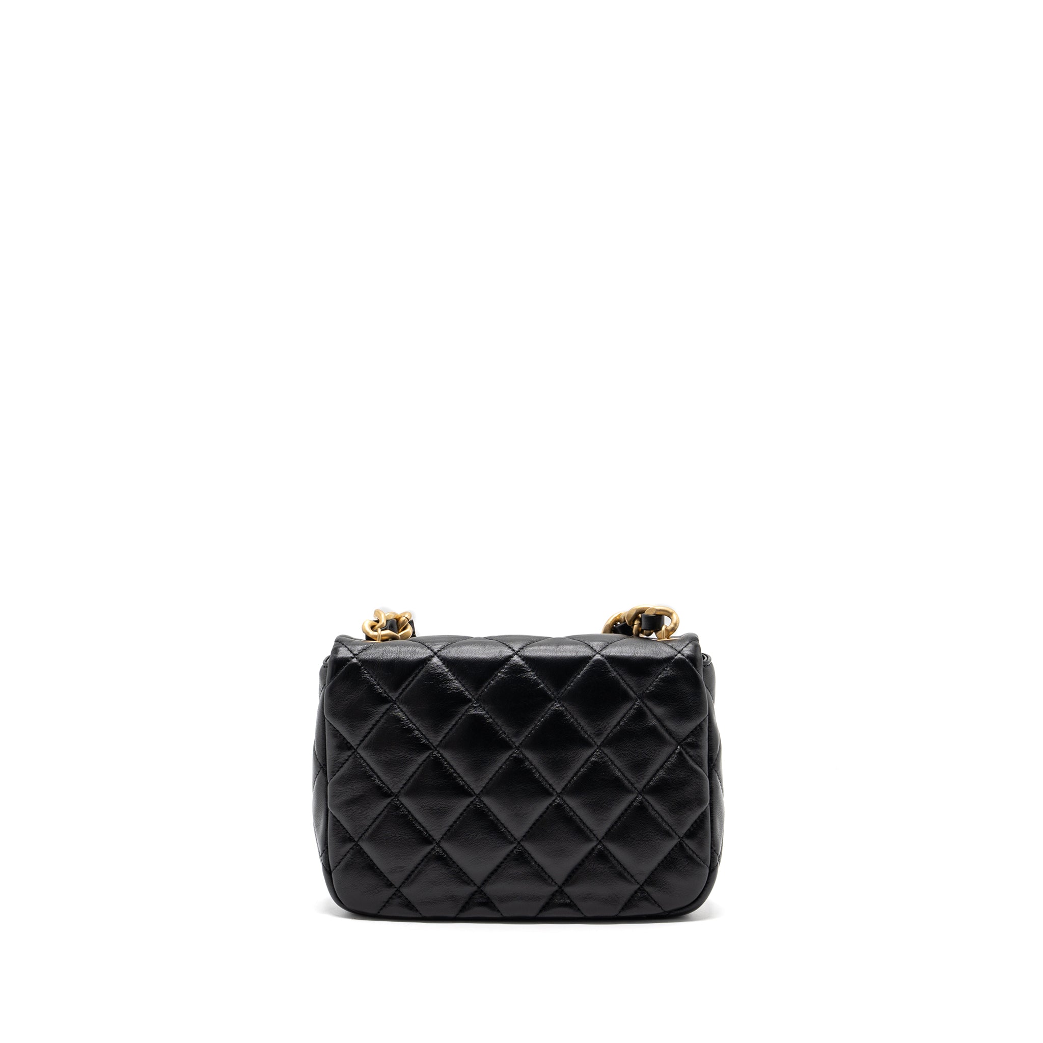 Chanel Quilted Flap Bag Giant Chain Lambskin Black Gold And Black Hardware (microchip) - Image 2