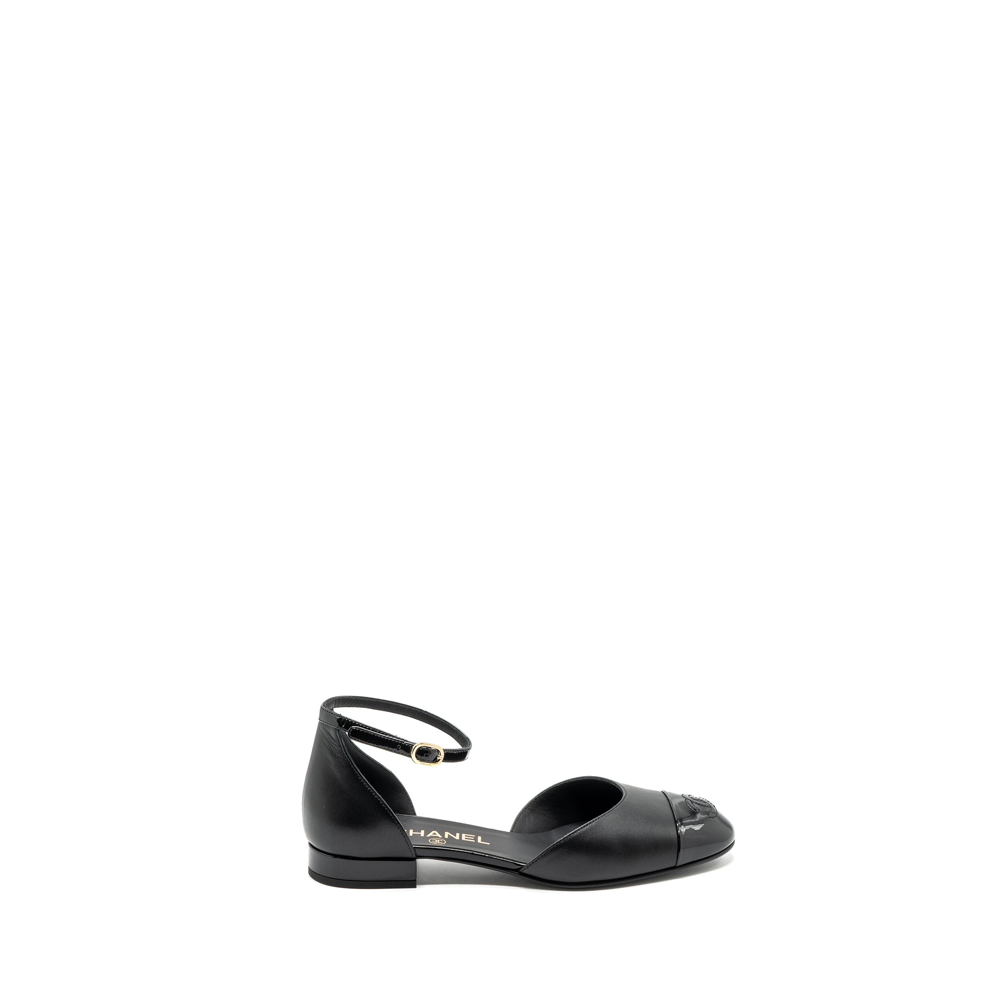 Chanel Size 37 Flat Shoes Lambskin/Patent Black GHW - Image 4
