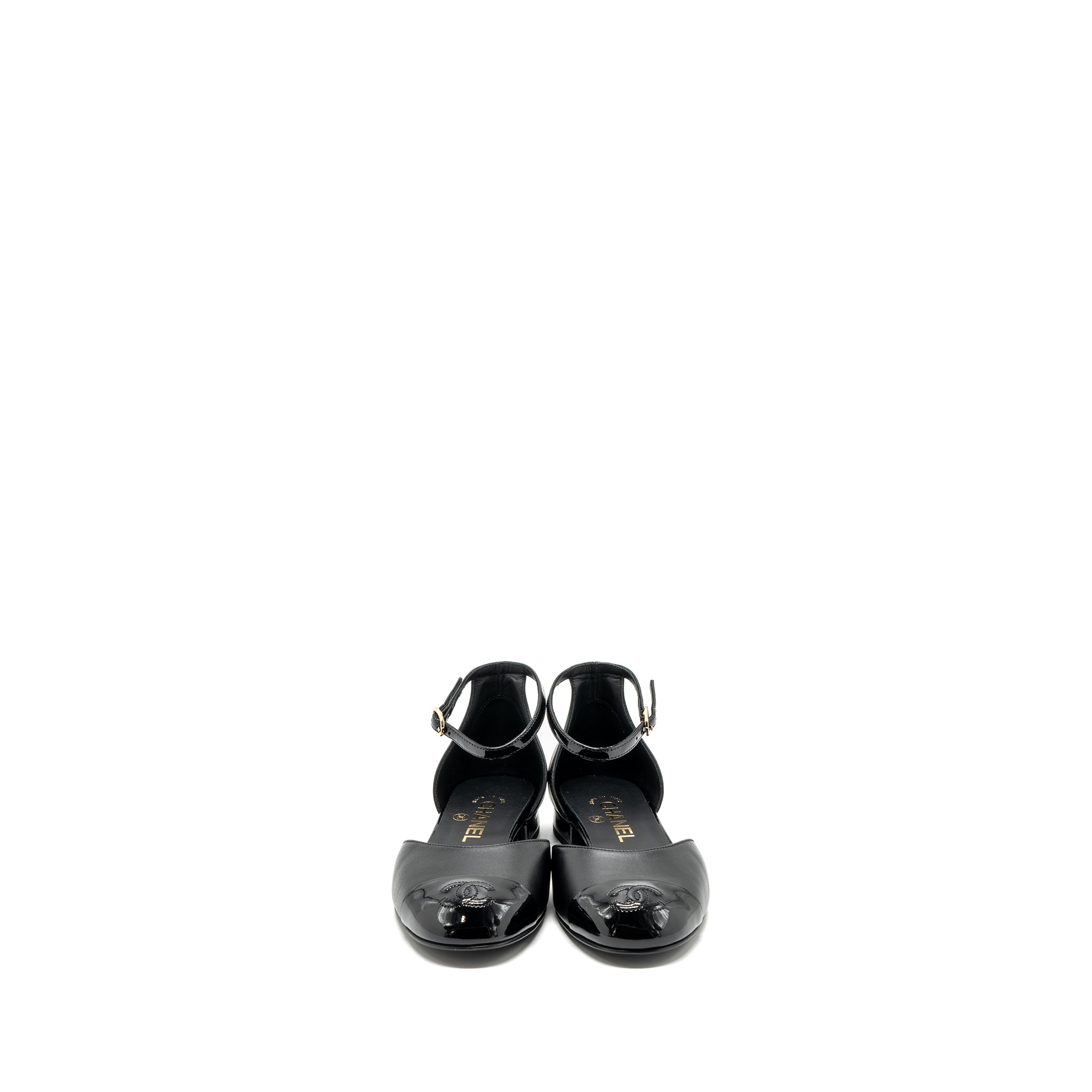 Chanel Size 37 Flat Shoes Lambskin/Patent Black GHW - Image 2