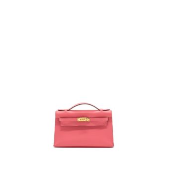 Hermes kelly pochette swift rose azalee GHW stamp D