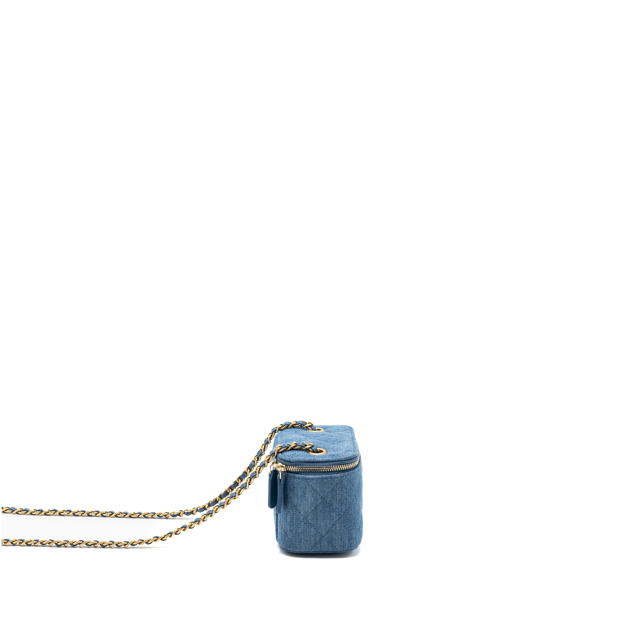 Chanel Pearl Crush Mini Vanity Case Denim Blue Brushed GHW - Image 2