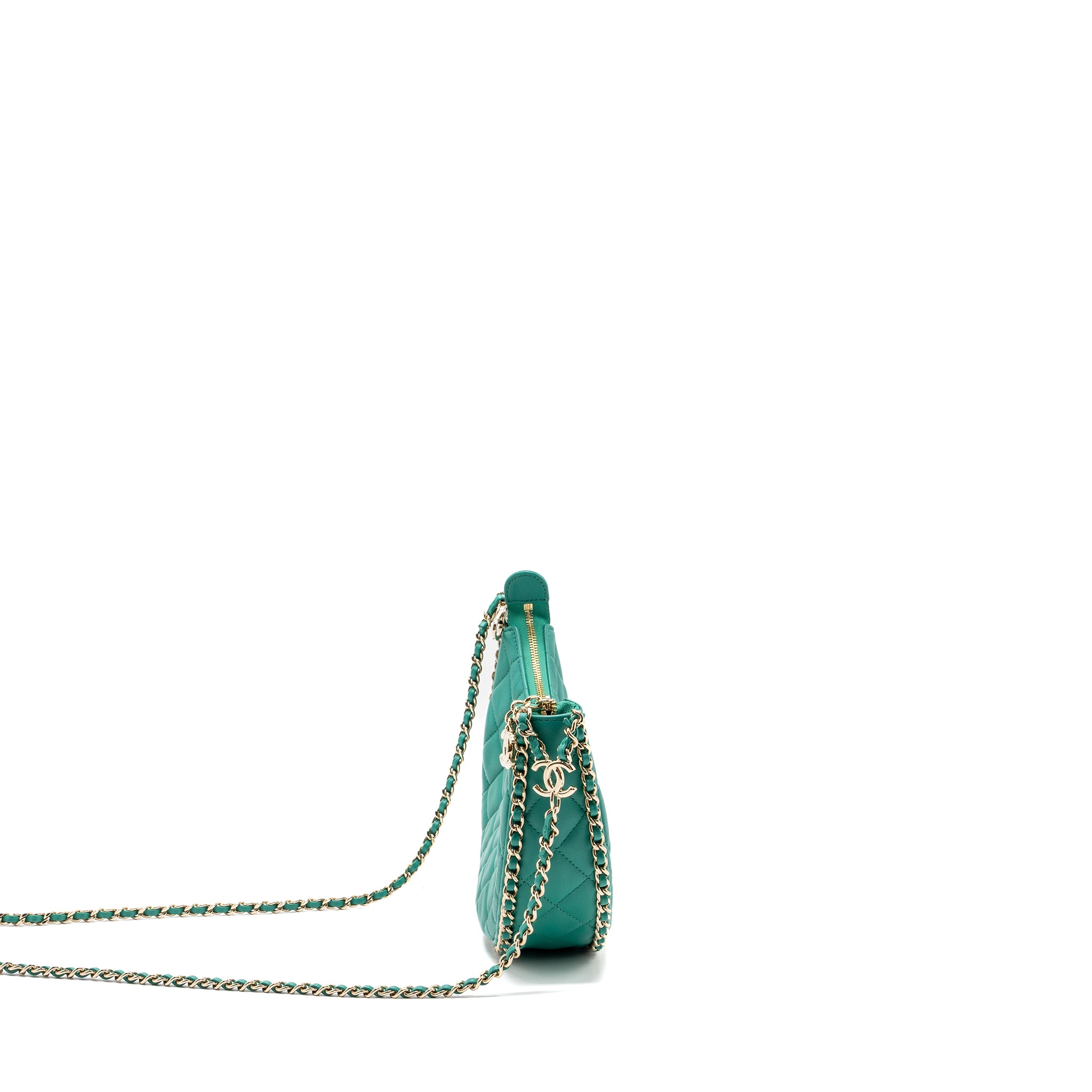 Chanel Small Moon Hobo Lambskin Green LGHW (microchip) - Image 3