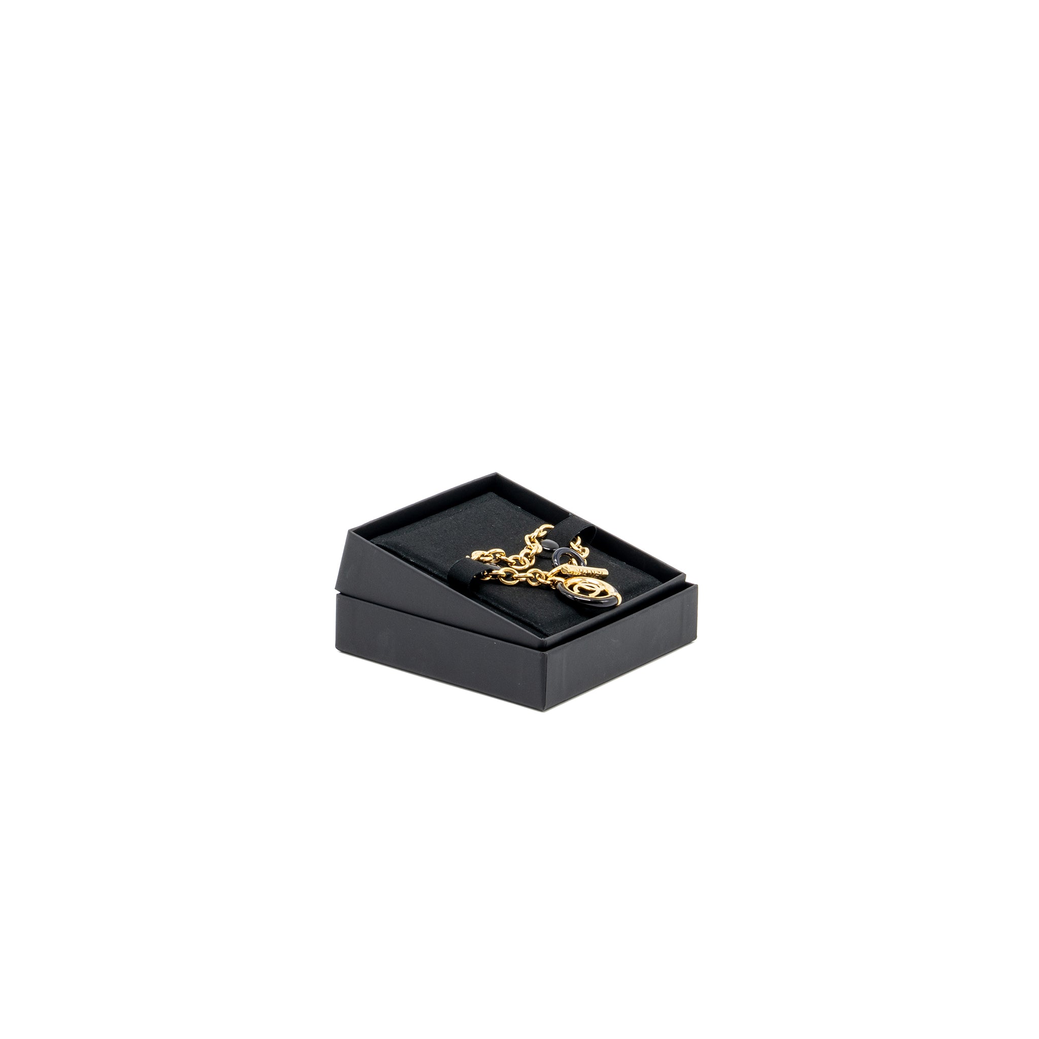 Chanel Round CC Logo Dropped Bracelet Black/Gold Tone - Image 2
