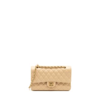 Chanel medium classic double flap bag caviar beige GHW