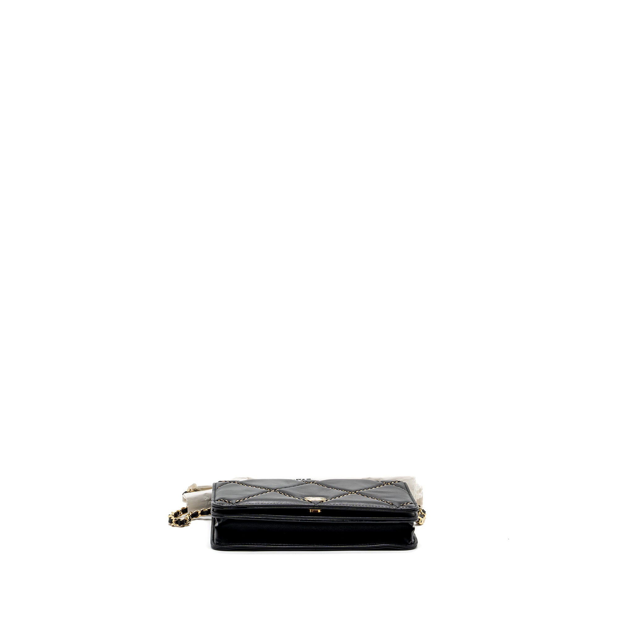 Chanel Quilted Wallet on Chain Shiny Calfskin Black GHW (Microchip) - Image 5
