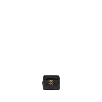 Chanel 19 zipped coin purse lambskin black GHW (Microchip)