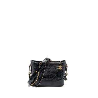 Chanel Small Chevron Gabrielle bag calfskin black multicolour hardware