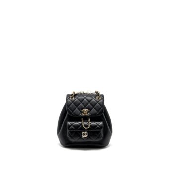 Chanel 24P Mini Duma Backpack Calfskin Black LGHW (Microchip)