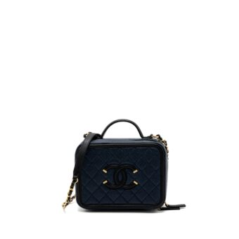 Chanel Filigree Camera Bag Caviar Dark Blue/ Black GHW