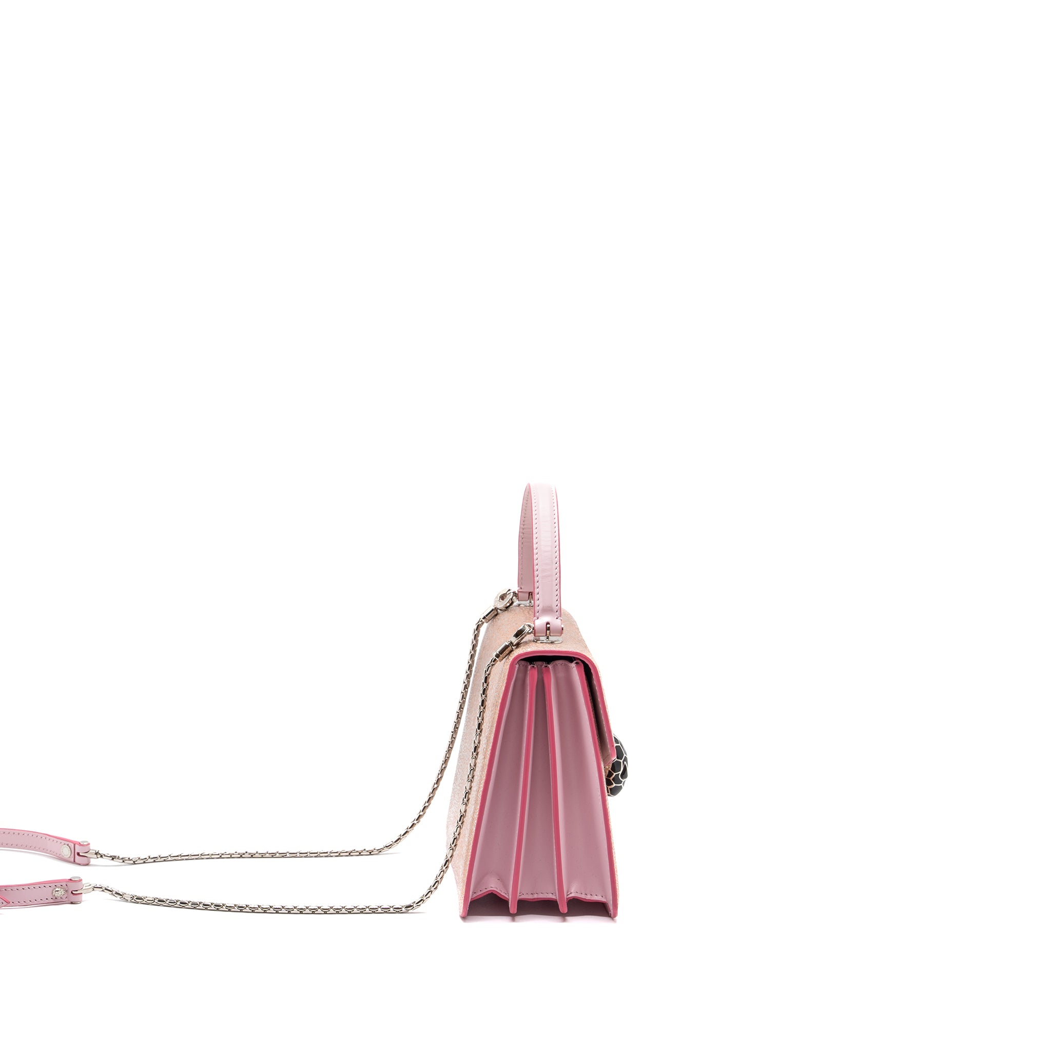 BvLGARI Serpenti Forever Top Handle In ROSA DI FRANCIA CRYSTAL GALUCHAT SHW - Image 3