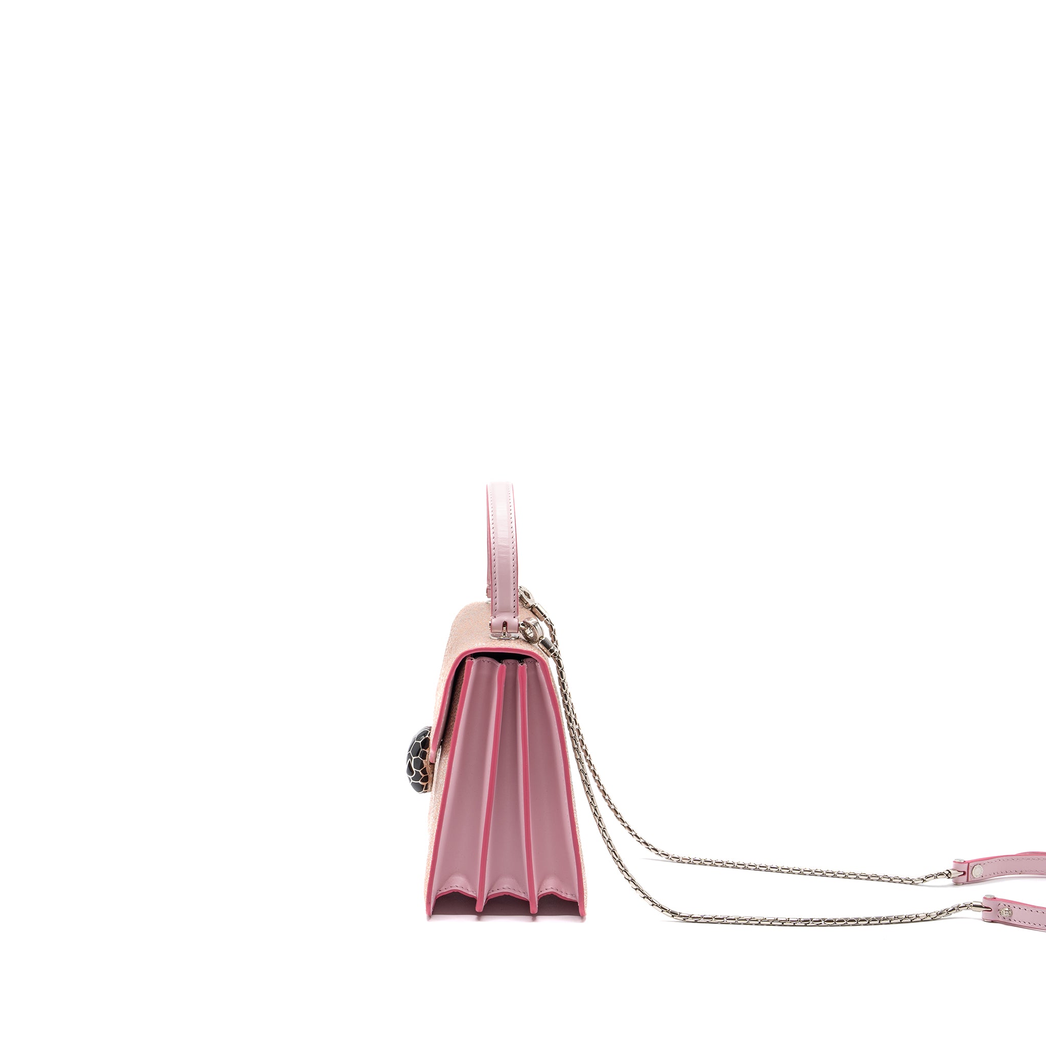 BvLGARI Serpenti Forever Top Handle In ROSA DI FRANCIA CRYSTAL GALUCHAT SHW - Image 4