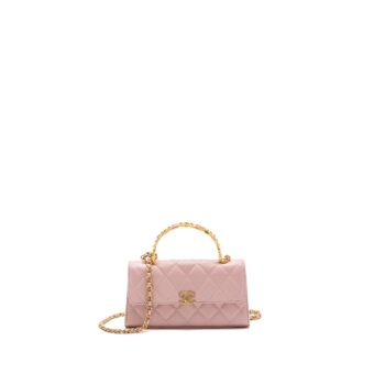 Chanel 22B Flap Bag With Enamel Top Handle Lambskin Light Pink GHW (Microchip)