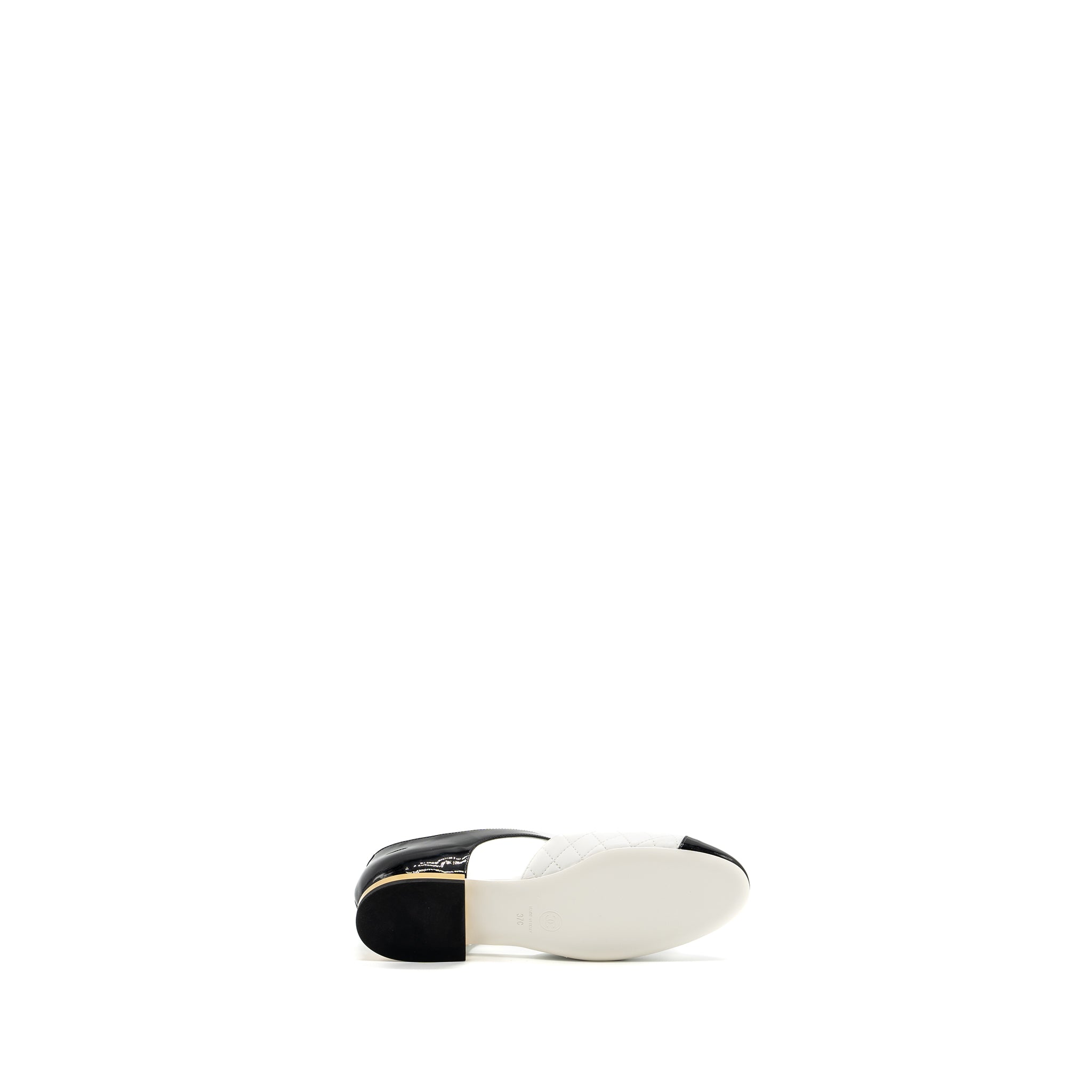 Chanel size 37 Mary Janes open ballet flat shoes black / white - Image 6