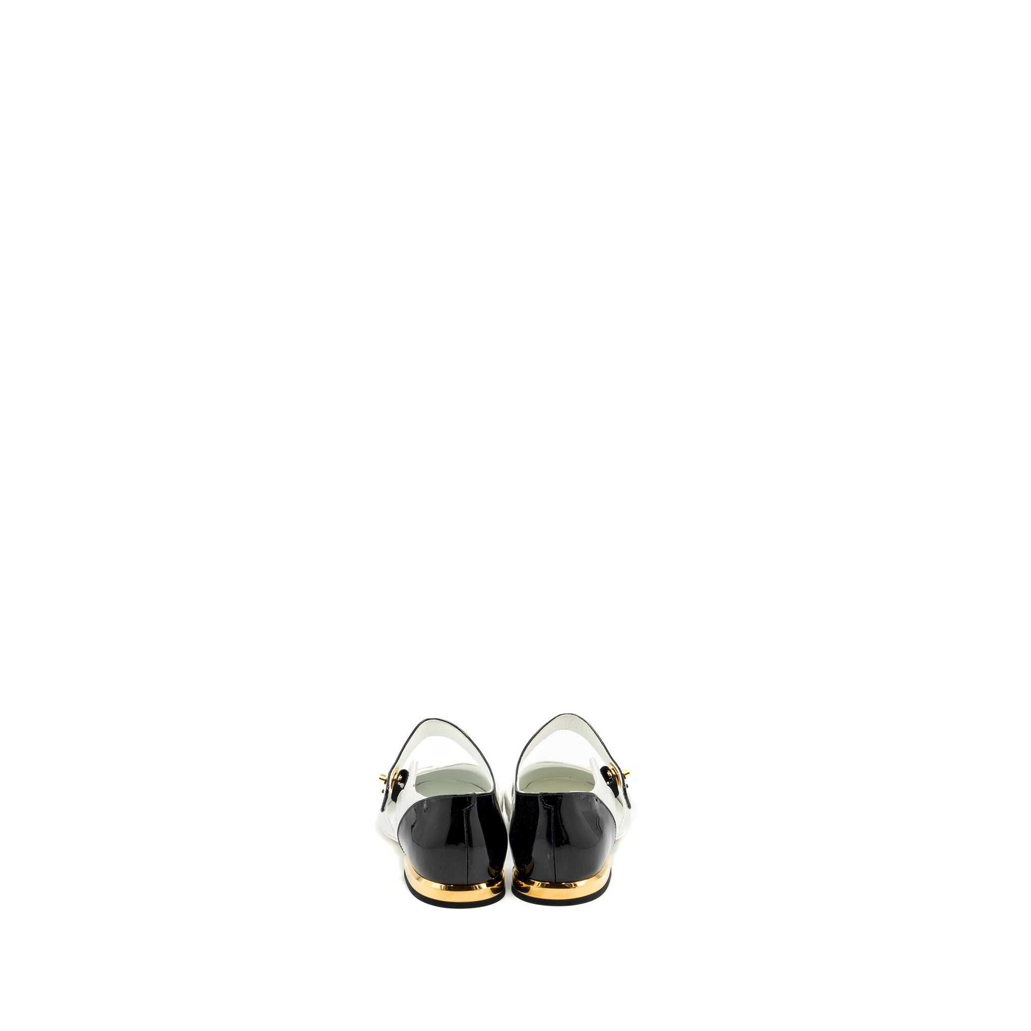 Chanel size 37 Mary Janes open ballet flat shoes black / white - Image 3