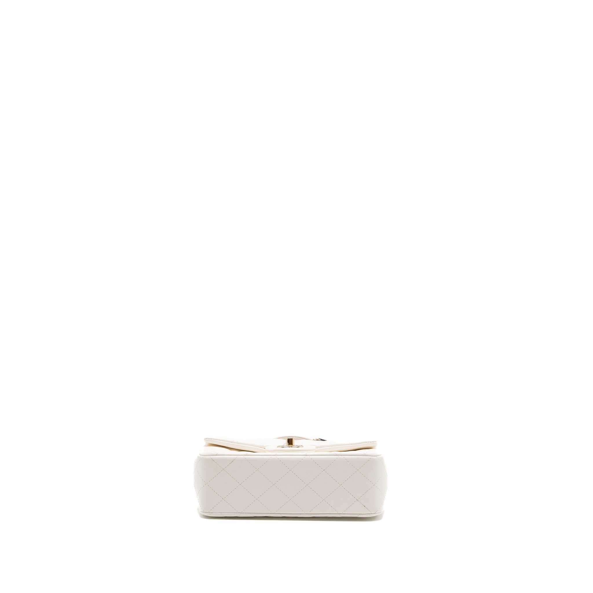 Chanel top handle mini rectangular flap bag lambskin white LGHW (Microchip) - Image 5