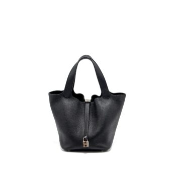Hermes Picotin 22 Lock Bag Clemence Black SHW Stamp D