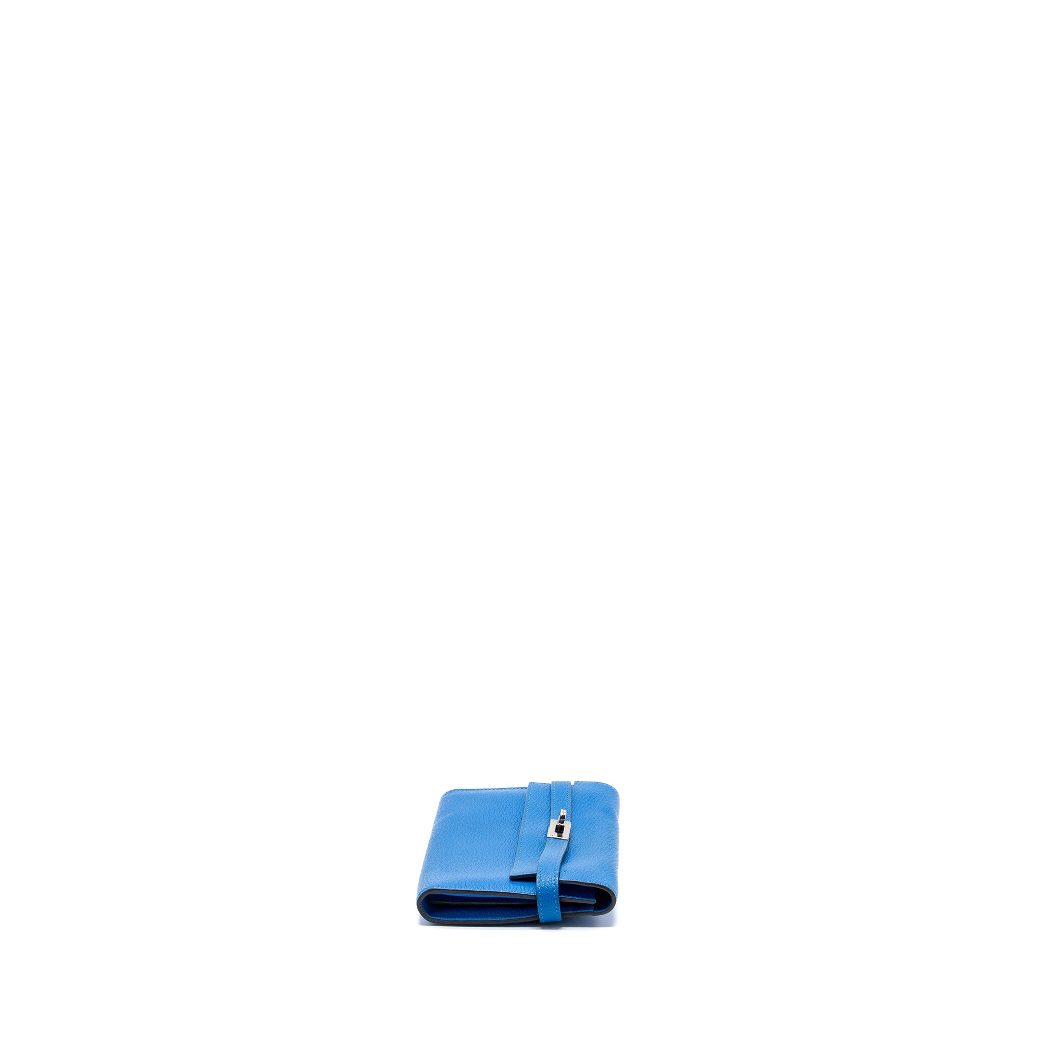 Hermes Kelly Classic Long Wallet Chèvre Mysore Blue Hydra SHW Stamp X - Image 3