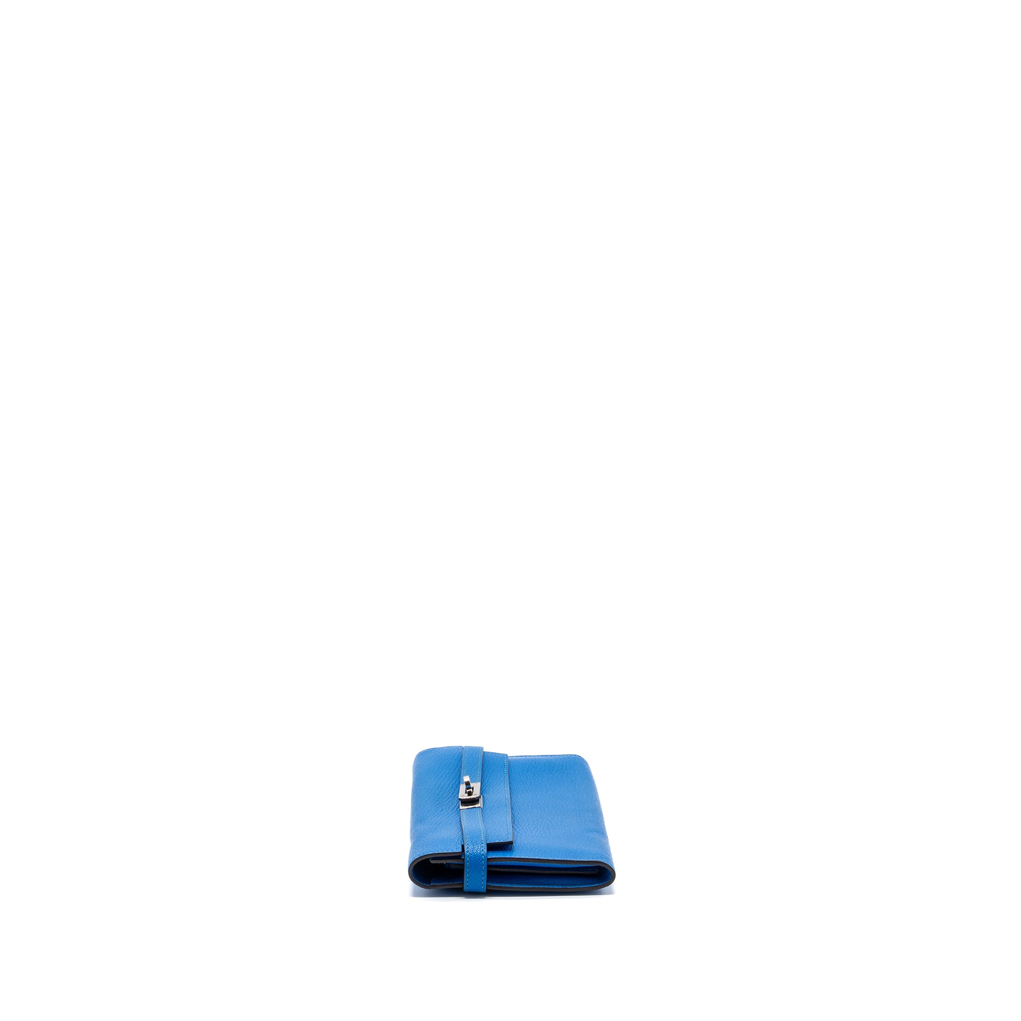 Hermes Kelly Classic Long Wallet Chèvre Mysore Blue Hydra SHW Stamp X - Image 2