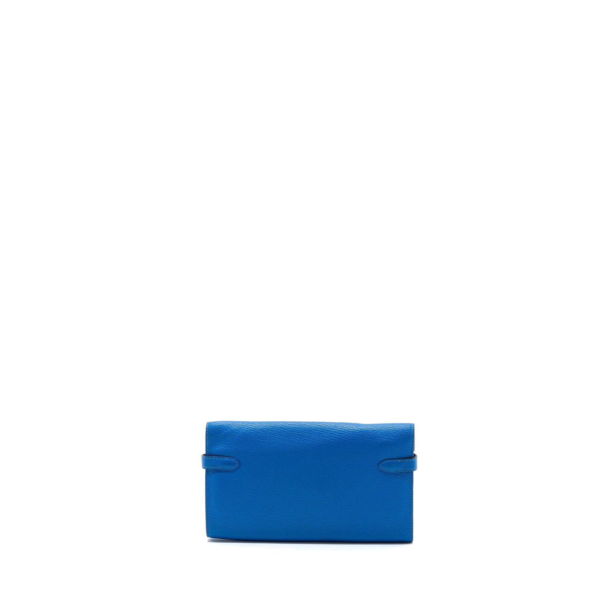 Hermes Kelly Classic Long Wallet Chèvre Mysore Blue Hydra SHW Stamp X - Image 4