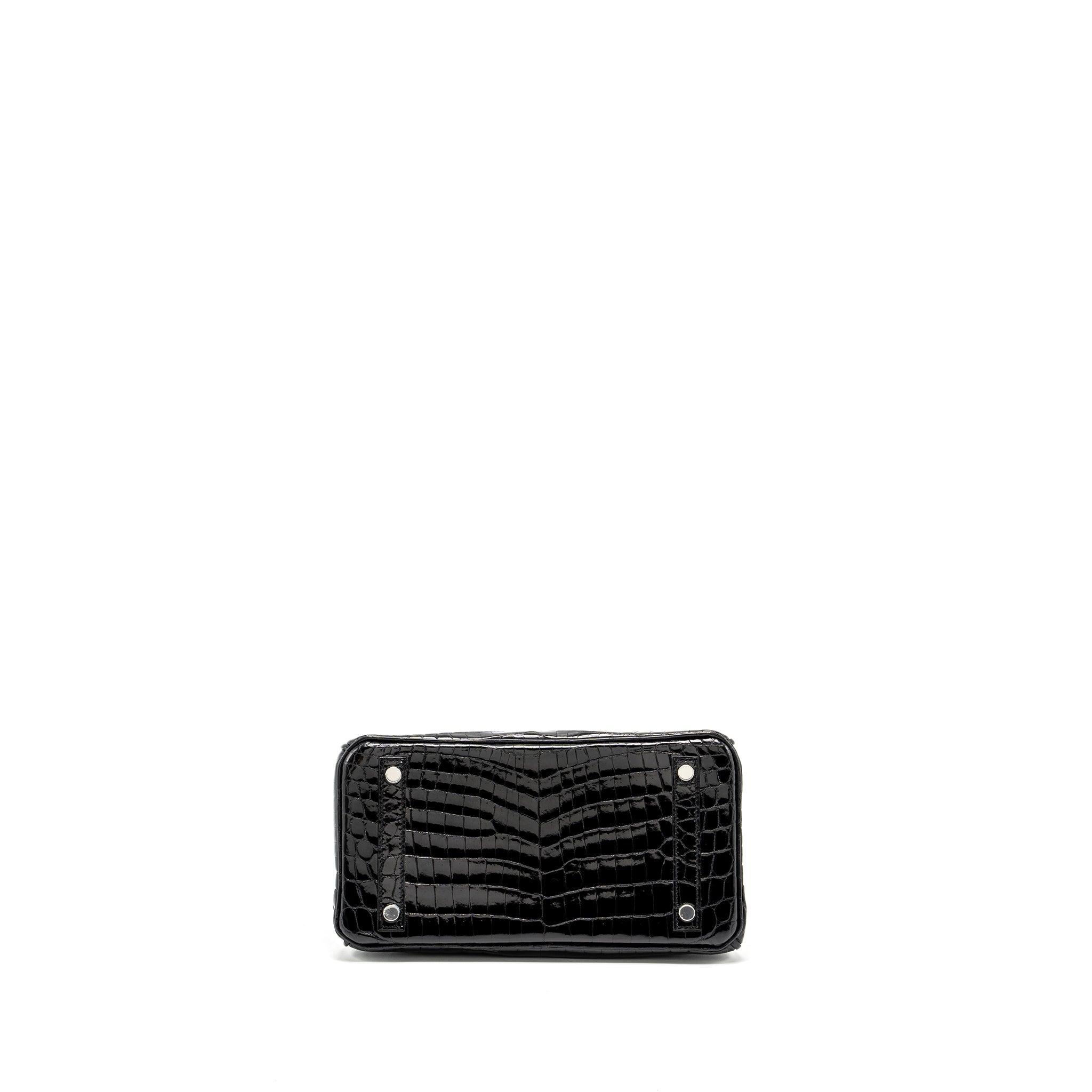Hermes Birkin 25 shiny Crocodile Niloticus black SHW stamp D - Image 5