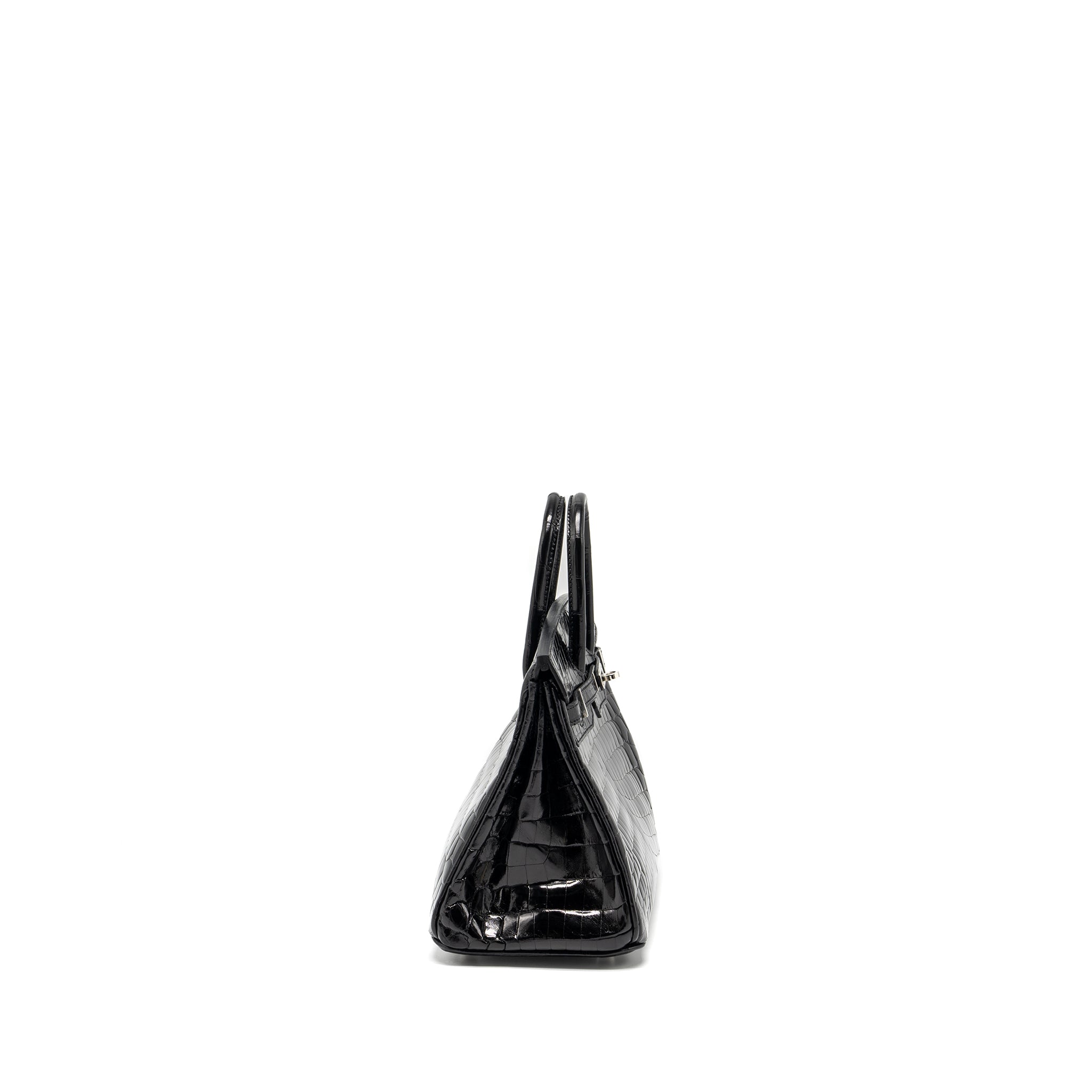 Hermes Birkin 25 shiny Crocodile Niloticus black SHW stamp D - Image 3