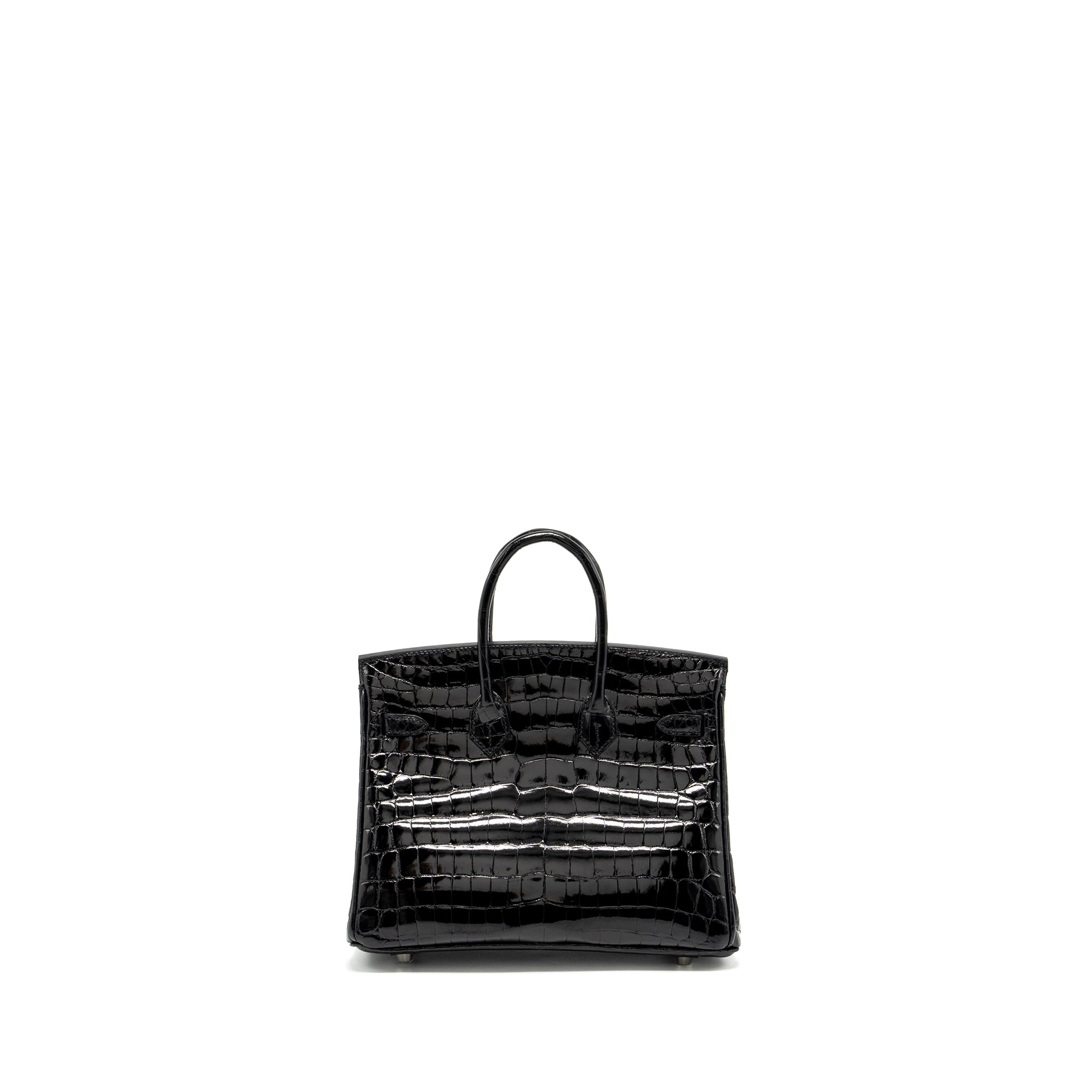 Hermes Birkin 25 shiny Crocodile Niloticus black SHW stamp D - Image 2
