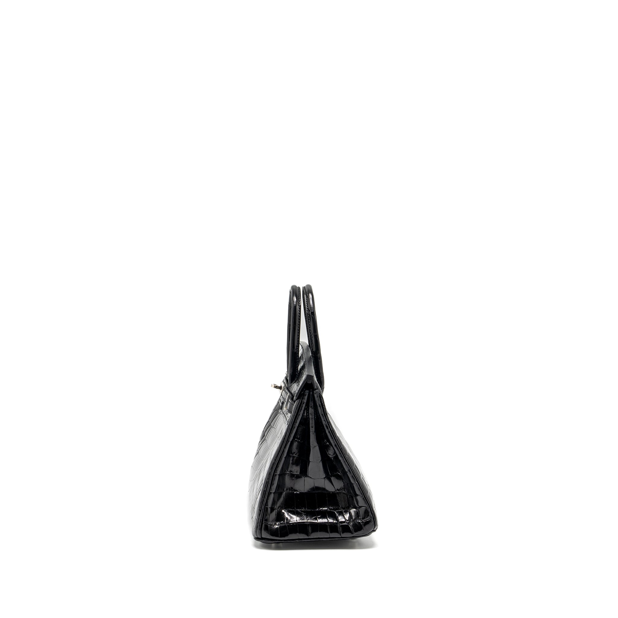 Hermes Birkin 25 shiny Crocodile Niloticus black SHW stamp D - Image 4