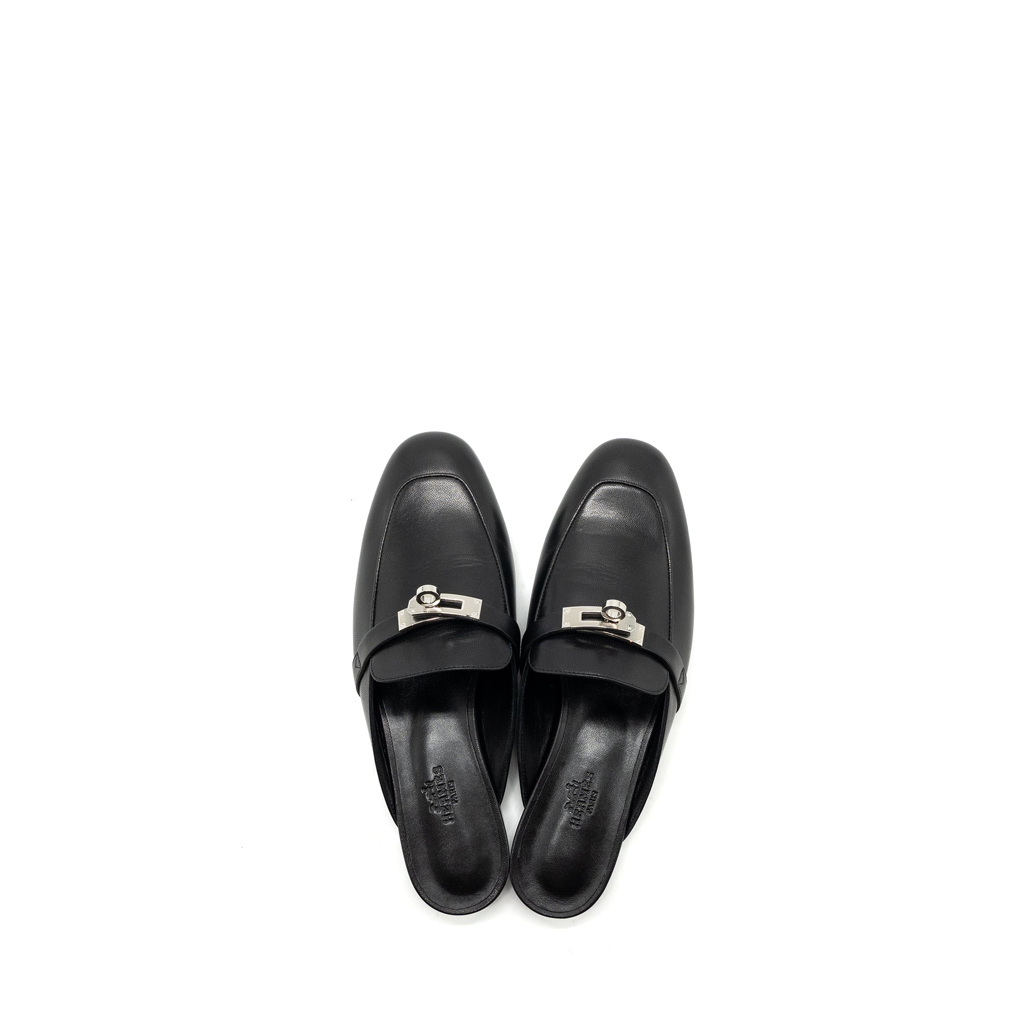 hermes size 37.5 OZ mule goatskin black SHW - Image 4
