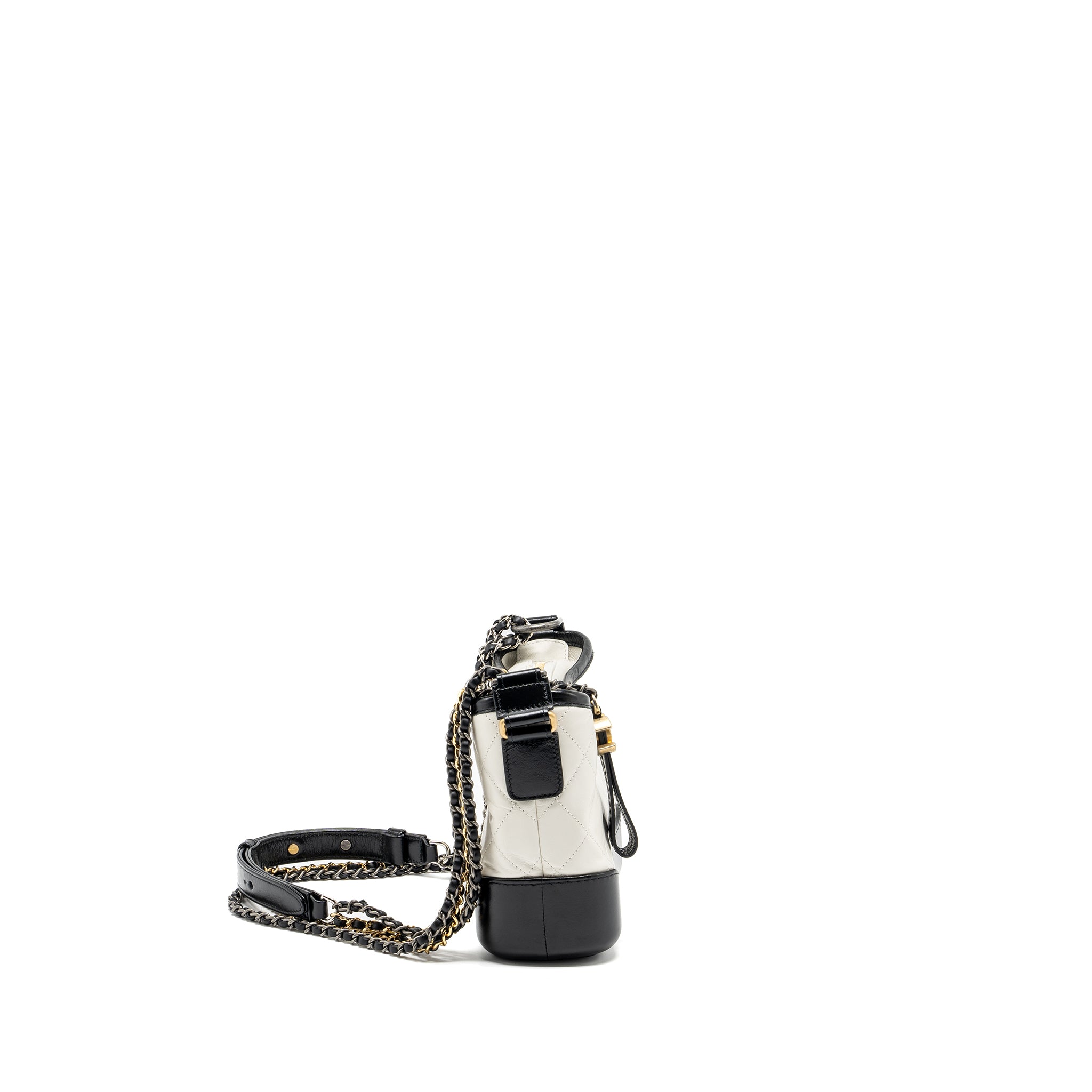 Chanel Small Gabrielle Hobo Bag Aged Calfskin White MultIcolour Hardware - Image 3