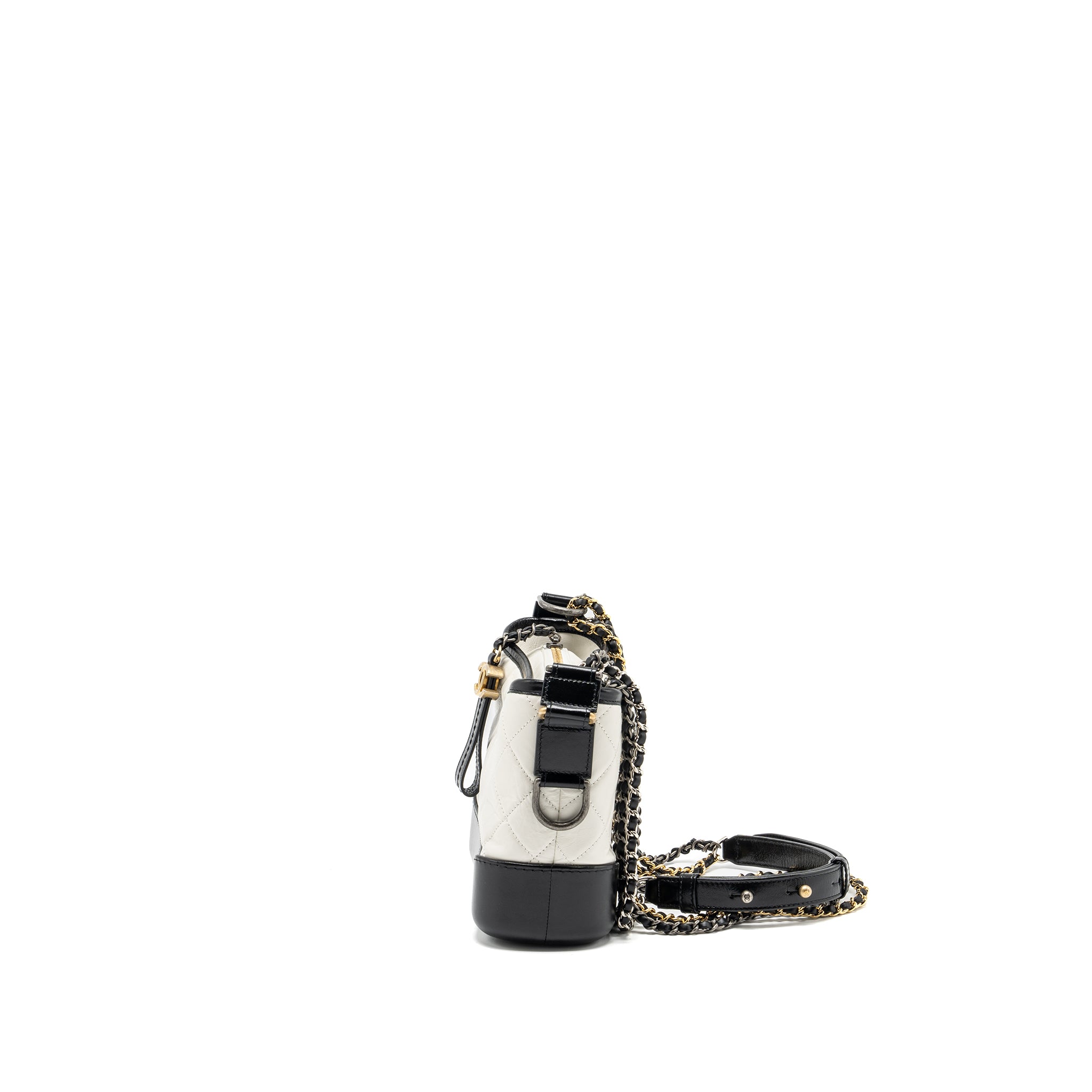 Chanel Small Gabrielle Hobo Bag Aged Calfskin White MultIcolour Hardware - Image 4