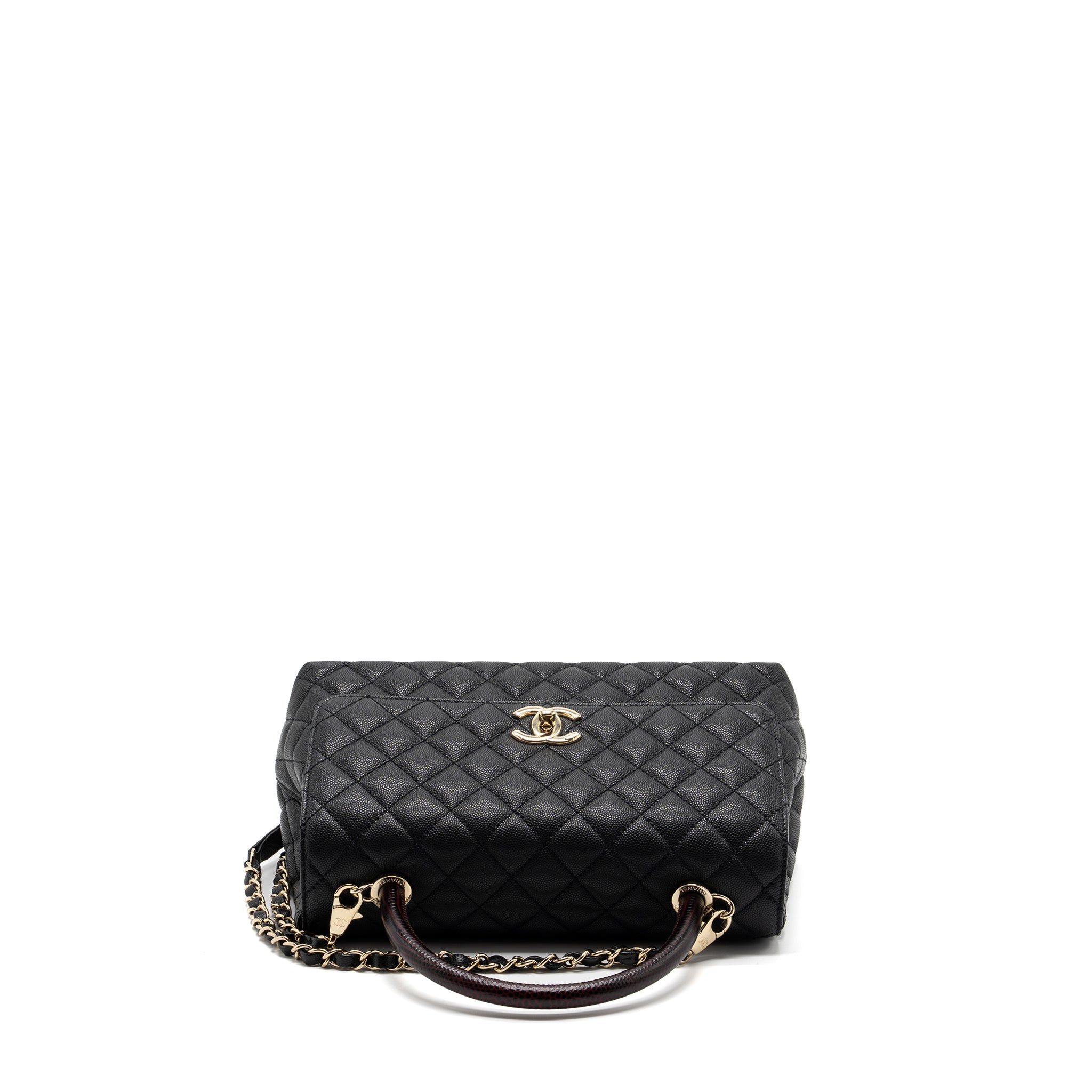 Chanel Medium Coco Handle Lizard Embossed Handle Caviar Black LGHW (Microchip) - Image 5