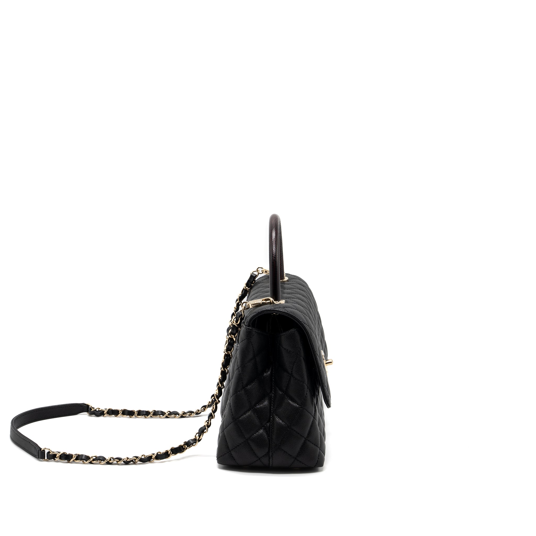 Chanel Medium Coco Handle Lizard Embossed Handle Caviar Black LGHW (Microchip) - Image 3