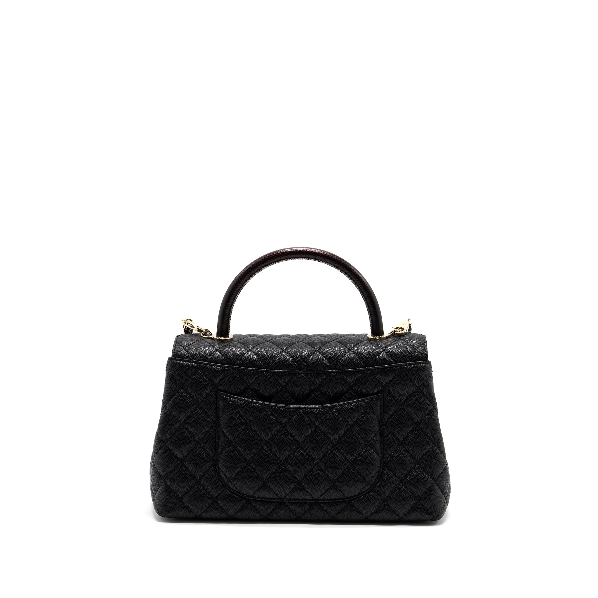 Chanel Medium Coco Handle Lizard Embossed Handle Caviar Black LGHW (Microchip) - Image 2