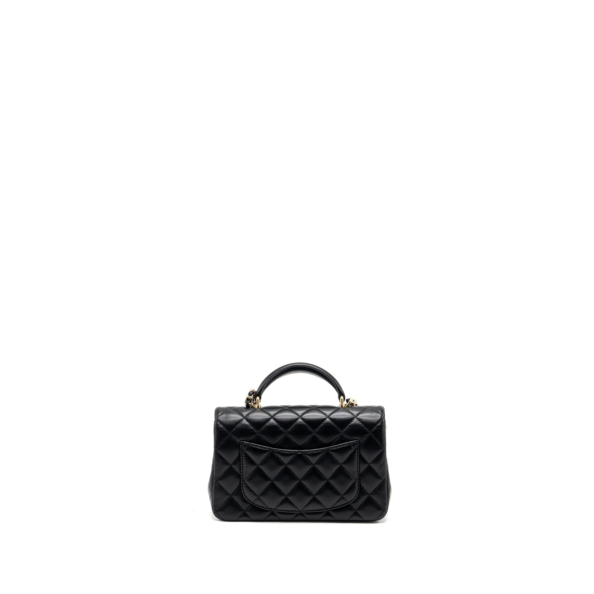Chanel Top Handle Mini Rectangular Lambskin Black LGHW(Microchip) - Image 2