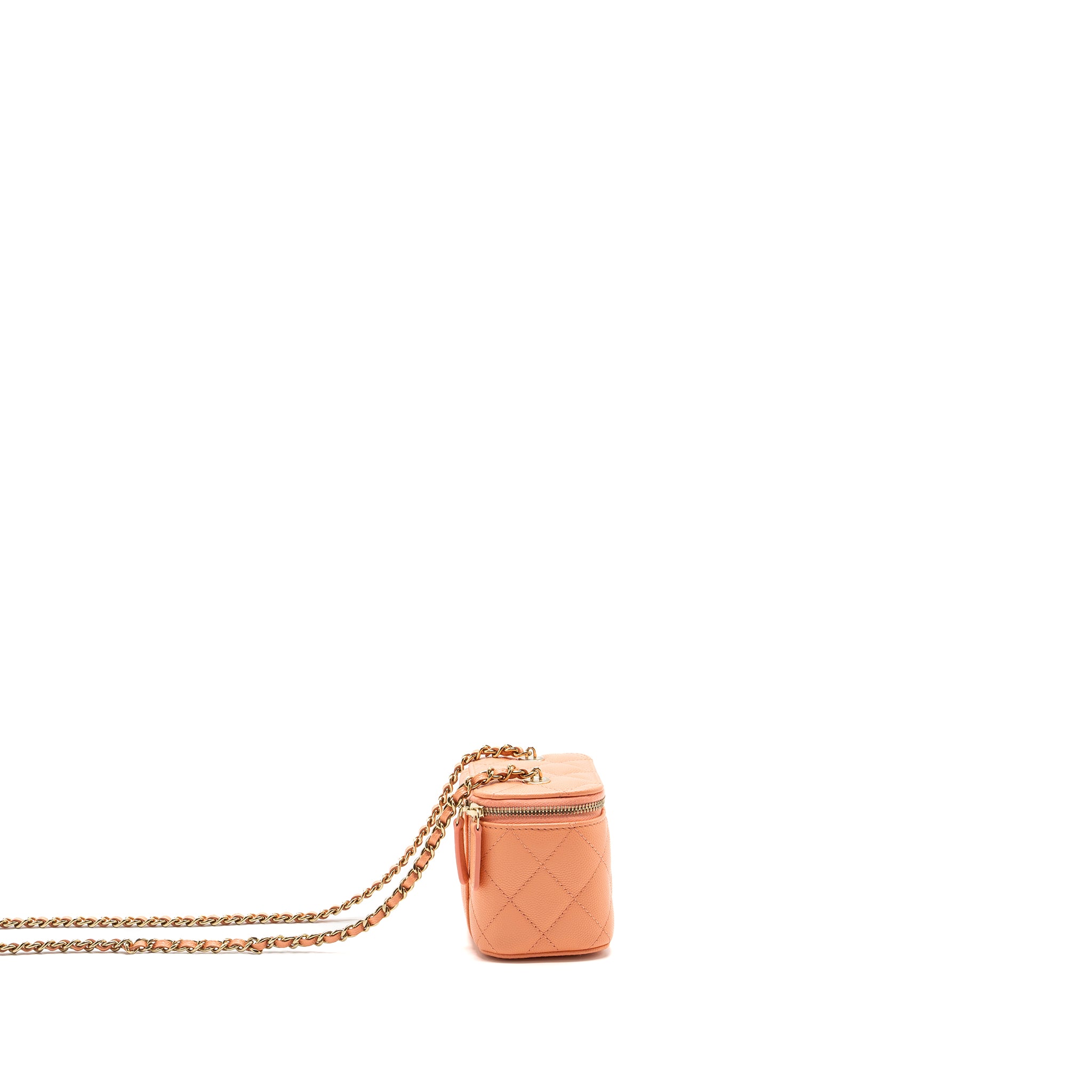Chanel Mini Vanity With Chains Caviar Coral Pink LGHW(Microchip) - Image 3
