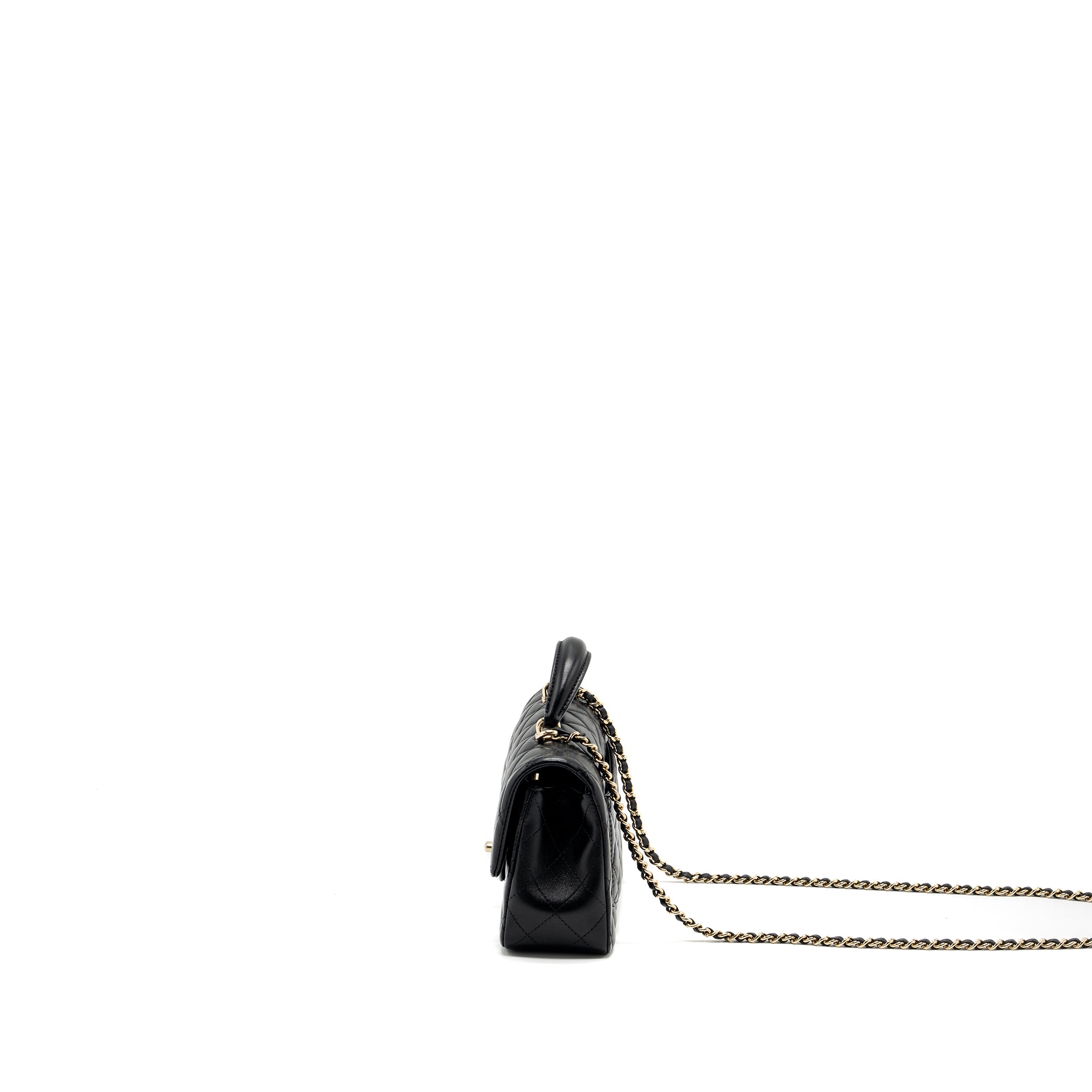 Chanel Top Handle Mini Rectangular Lambskin Black LGHW(Microchip) - Image 4