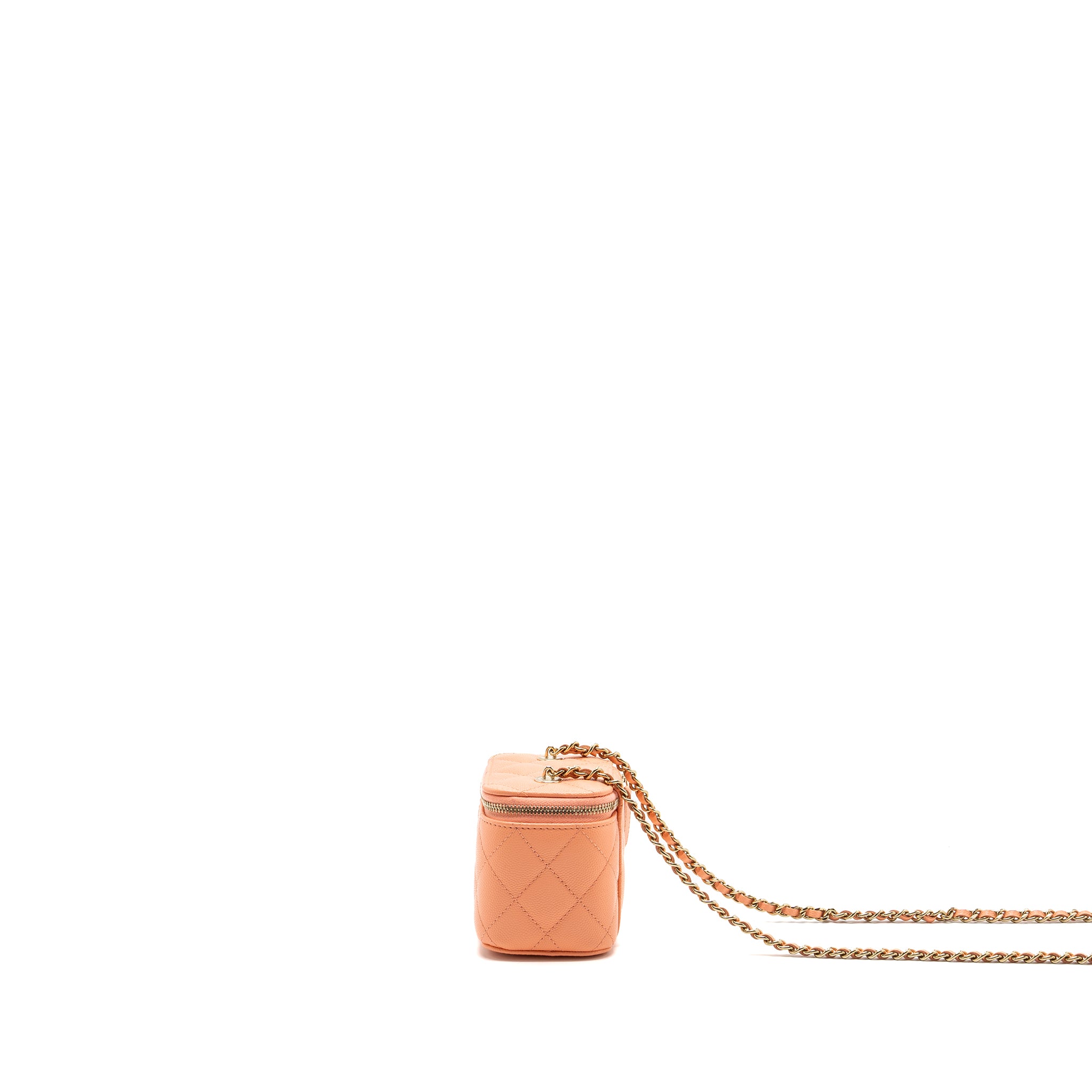 Chanel Mini Vanity With Chains Caviar Coral Pink LGHW(Microchip) - Image 4